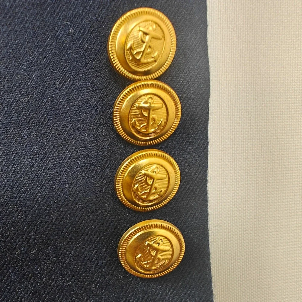 J.Crew Thompson University Blazer Navy Blue Wool Blend Gold Anchor Buttons 42R